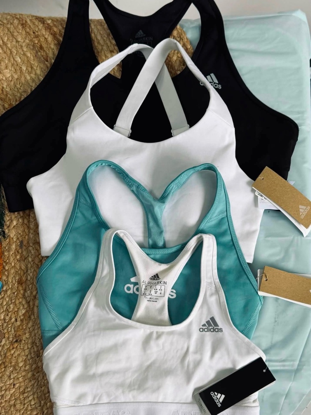 adidas Women’s Sports Bra Pack - Black, White, Teal